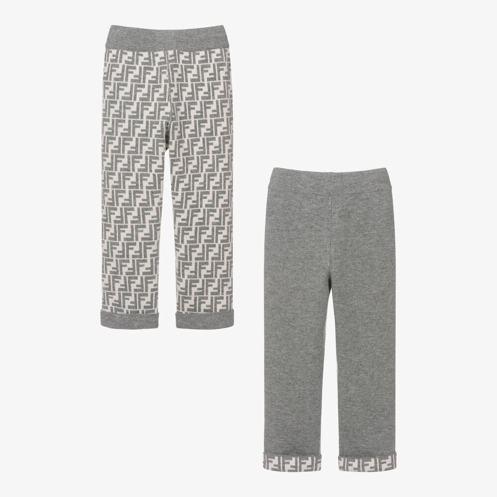 Fendi-Серые джоггеры из шерсти и кашемира FF | Childrensalon Outlet