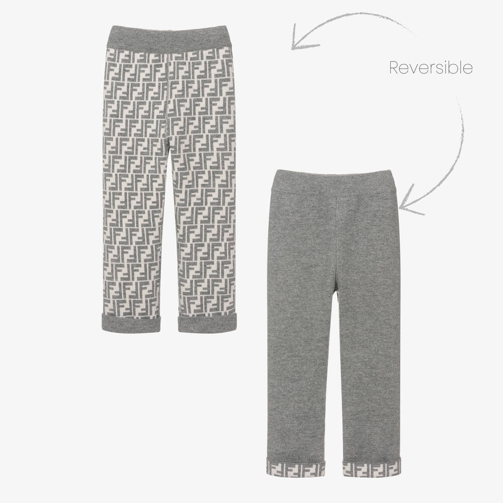 Fendi-Grey FF Wool & Cashmere Joggers | Childrensalon Outlet