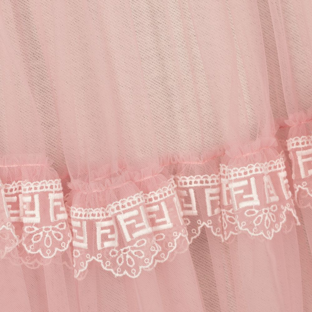 Fendi-Grey Jersey & Pink Tulle Top | Childrensalon Outlet