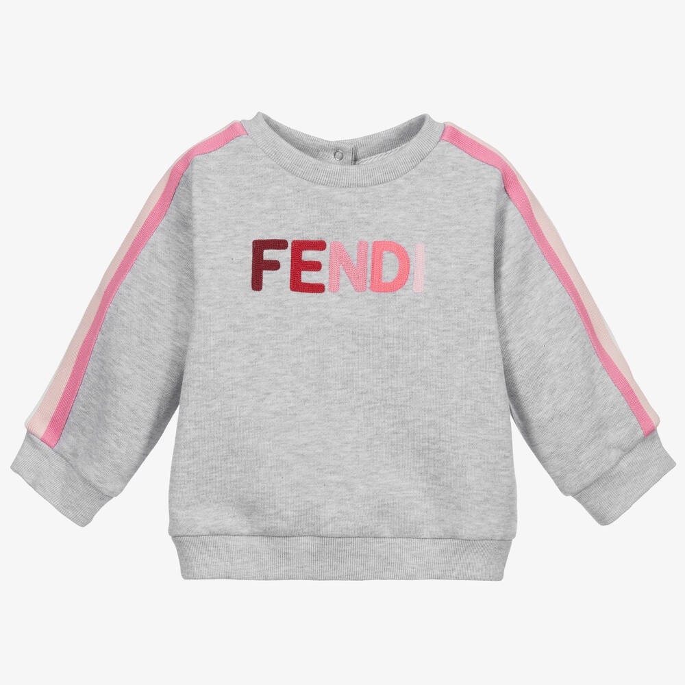 Fendi - سويتشيرت قطن لون رمادي للمولودات  | Childrensalon