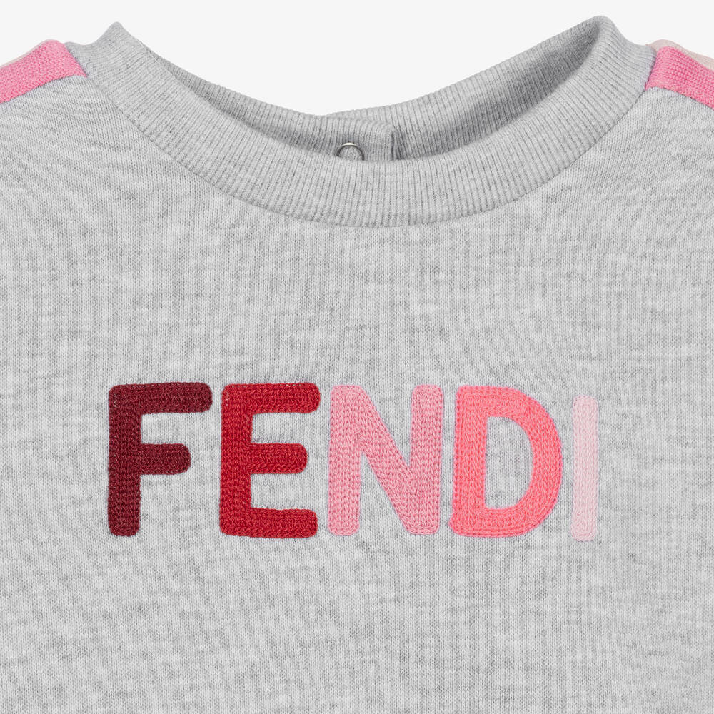 Fendi-Grey Logo Sweatshirt | Childrensalon Outlet