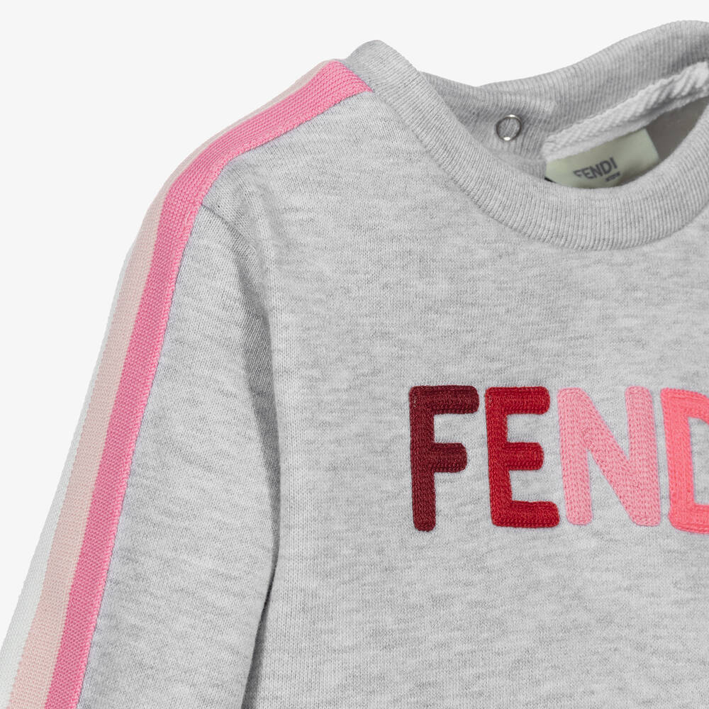 Fendi-Grey Logo Sweatshirt | Childrensalon Outlet