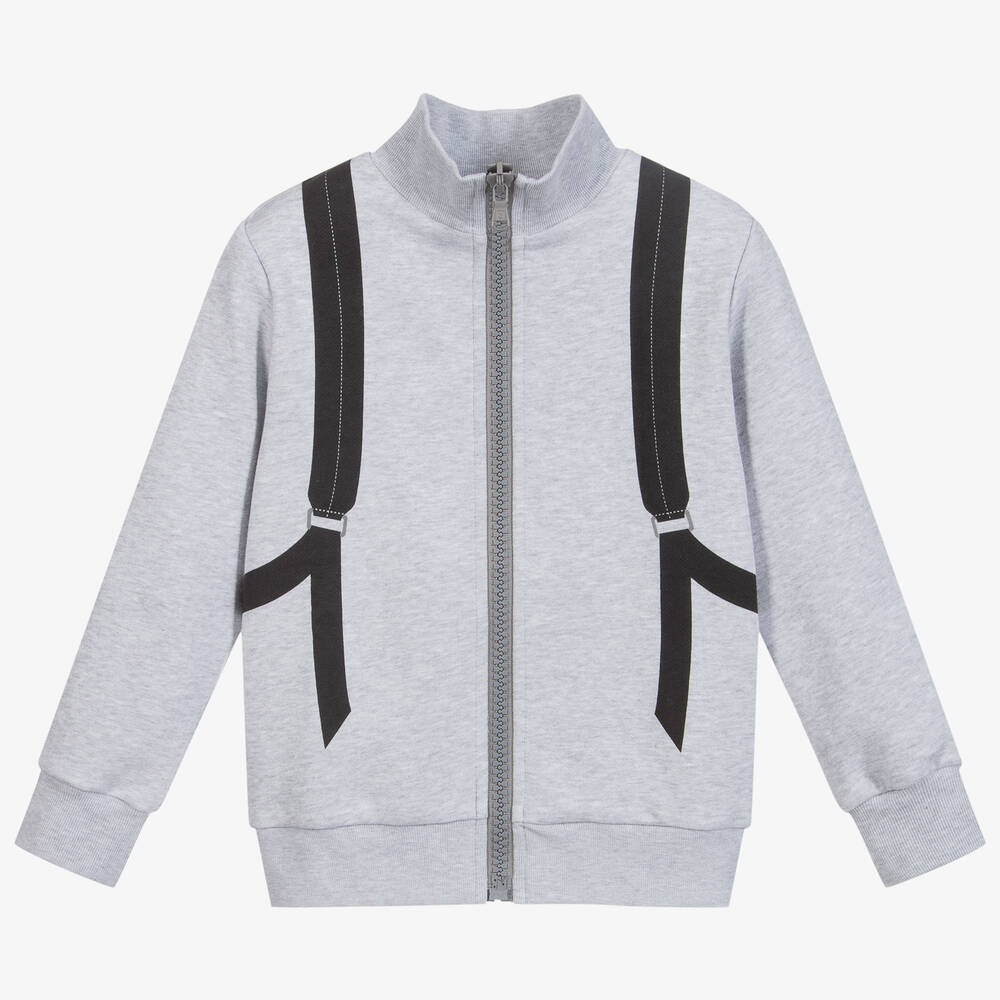 Fendi - Veste zippée grise à logo Backpack | Childrensalon