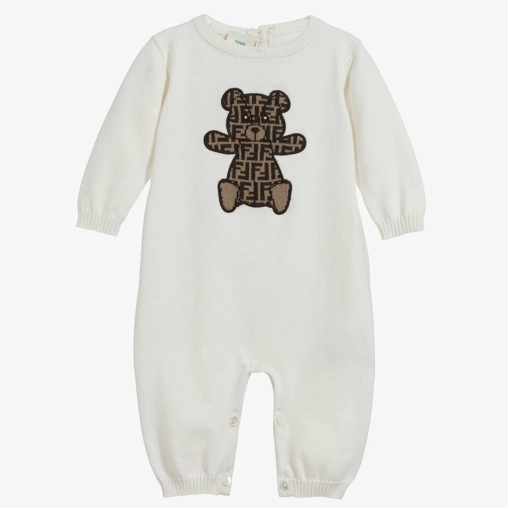 Fendi-Ivory Cashmere Blend Babygrow | Childrensalon Outlet