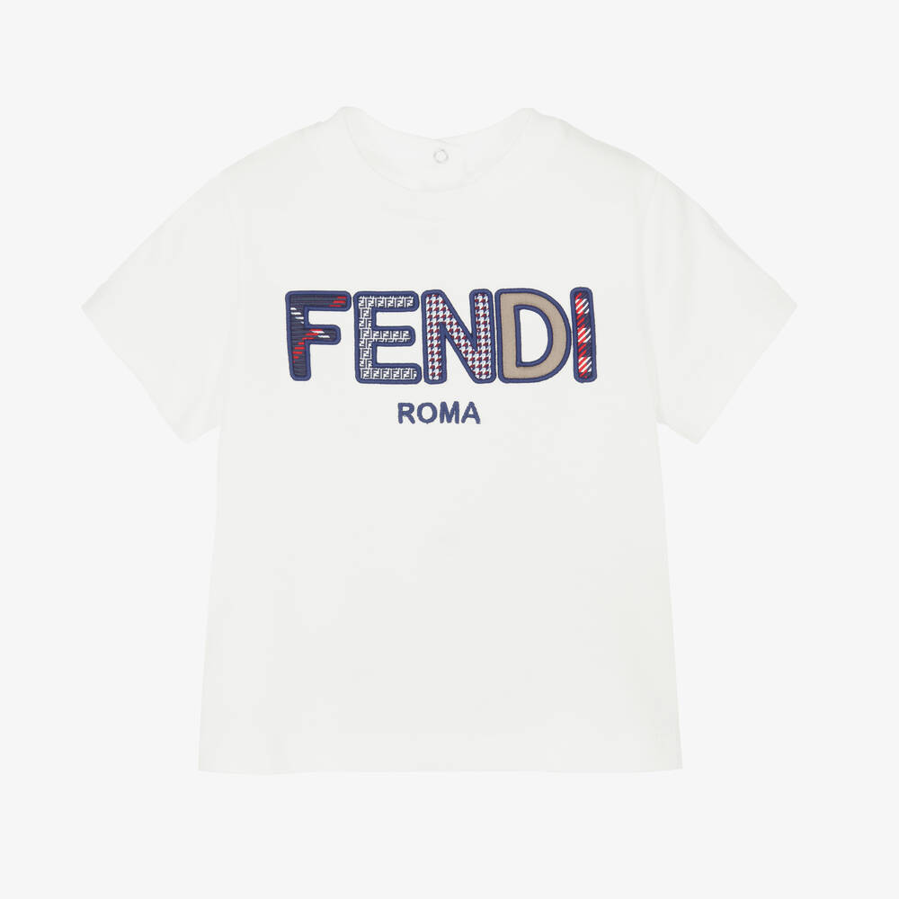 Fendi-Ivory Cotton Baby T-Shirt | Childrensalon Outlet