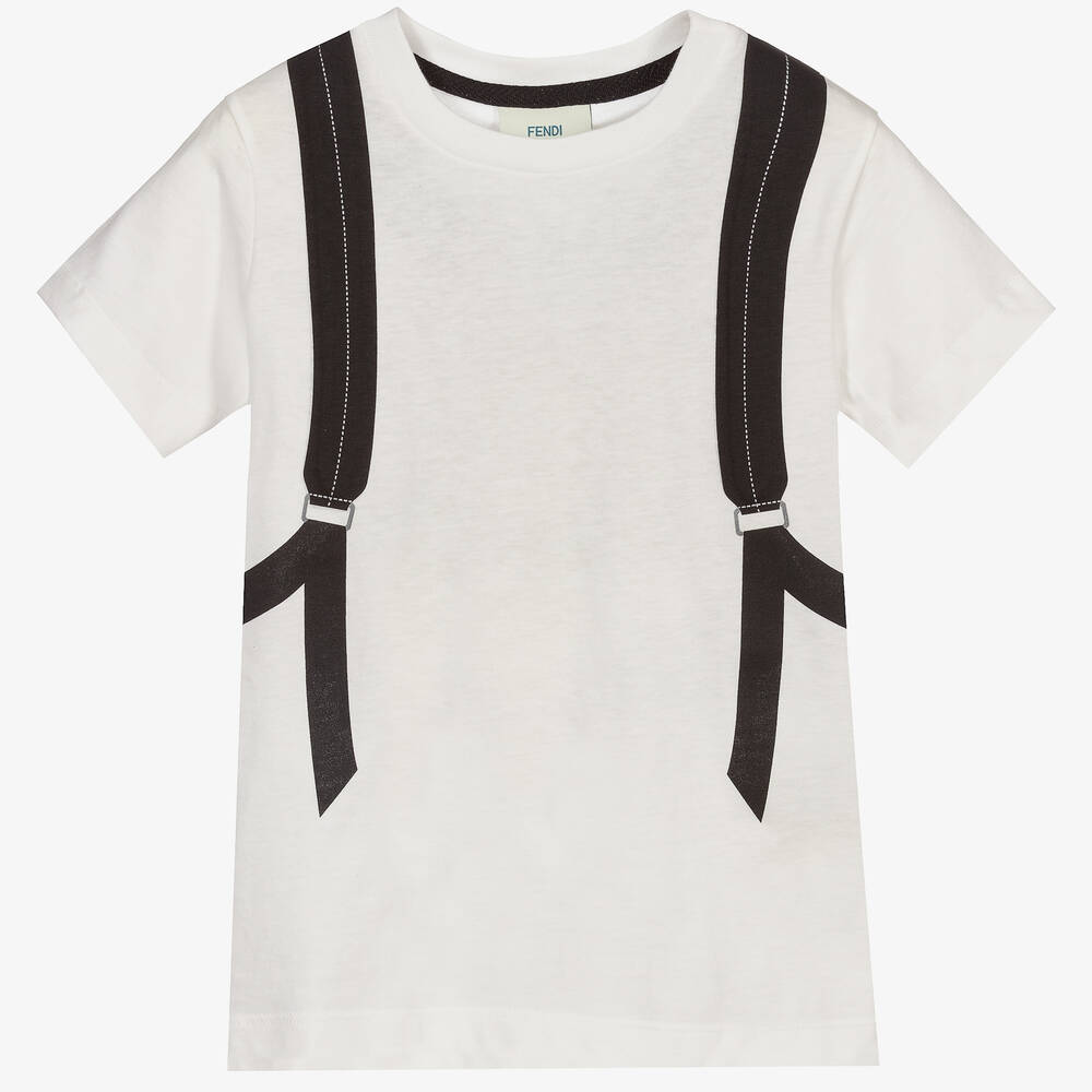 Fendi - Ivory Cotton Backpack T-Shirt | Childrensalon