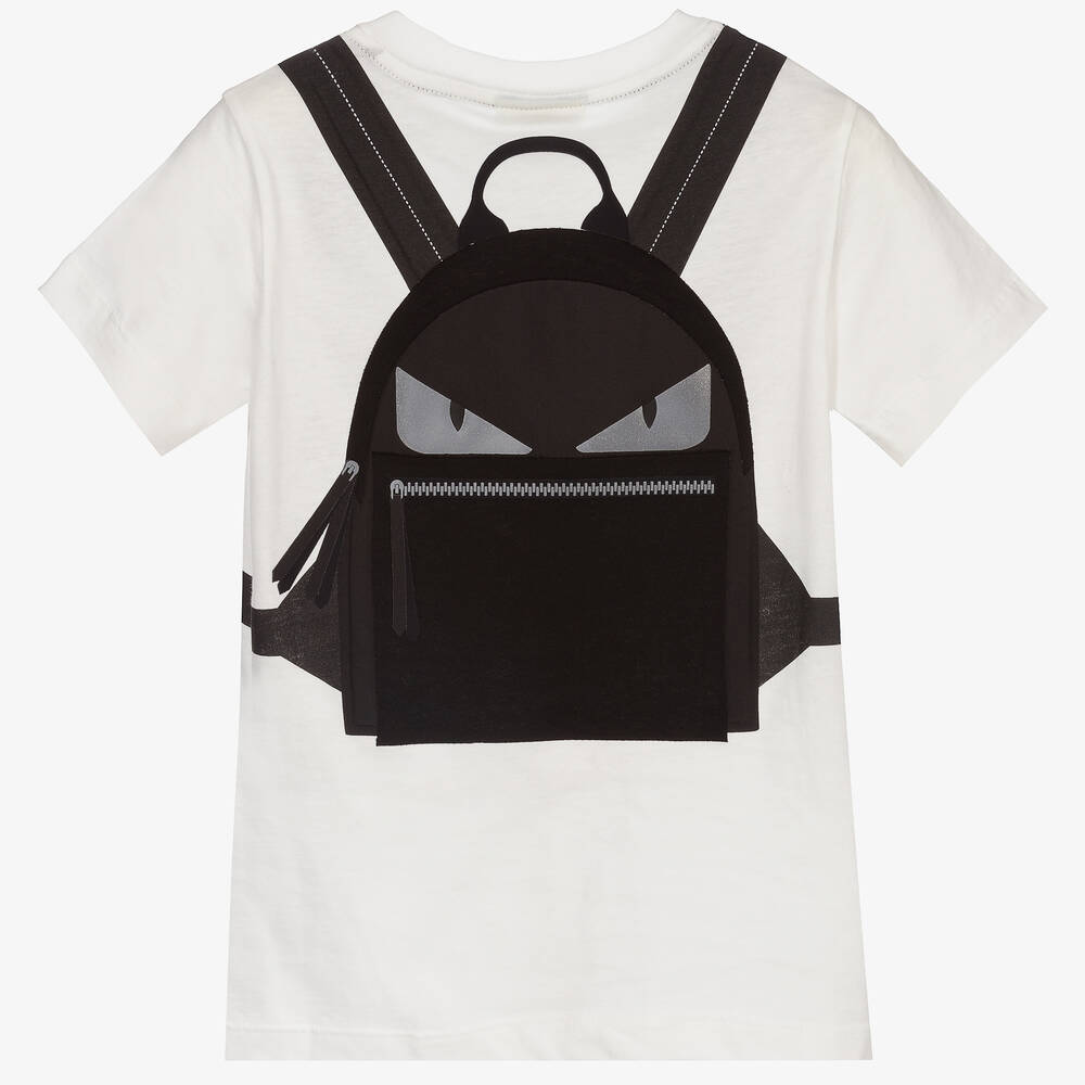 Fendi-Ivory Cotton Backpack T-Shirt | Childrensalon Outlet