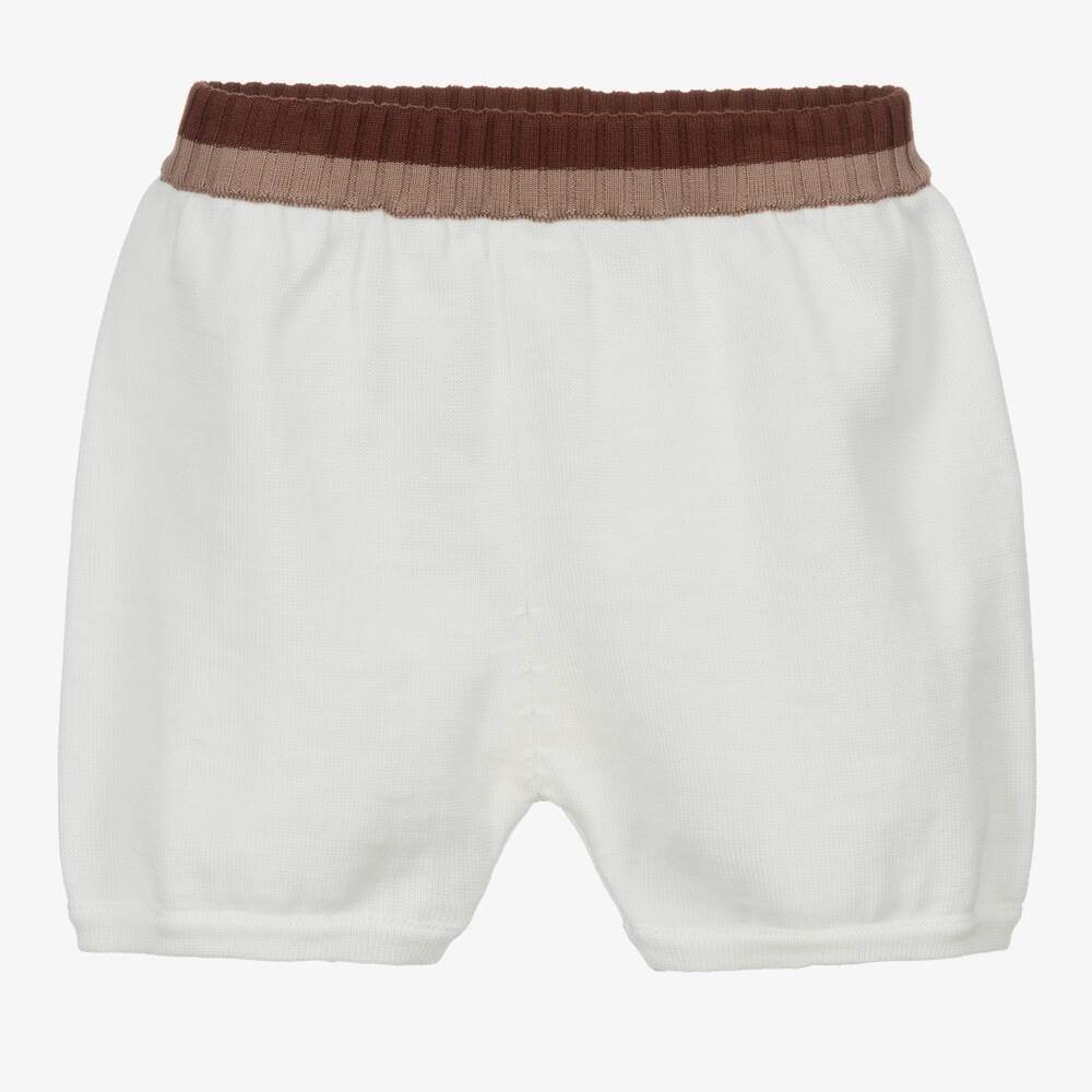 Fendi - Ivory Cotton Knit Baby Shorts | Childrensalon