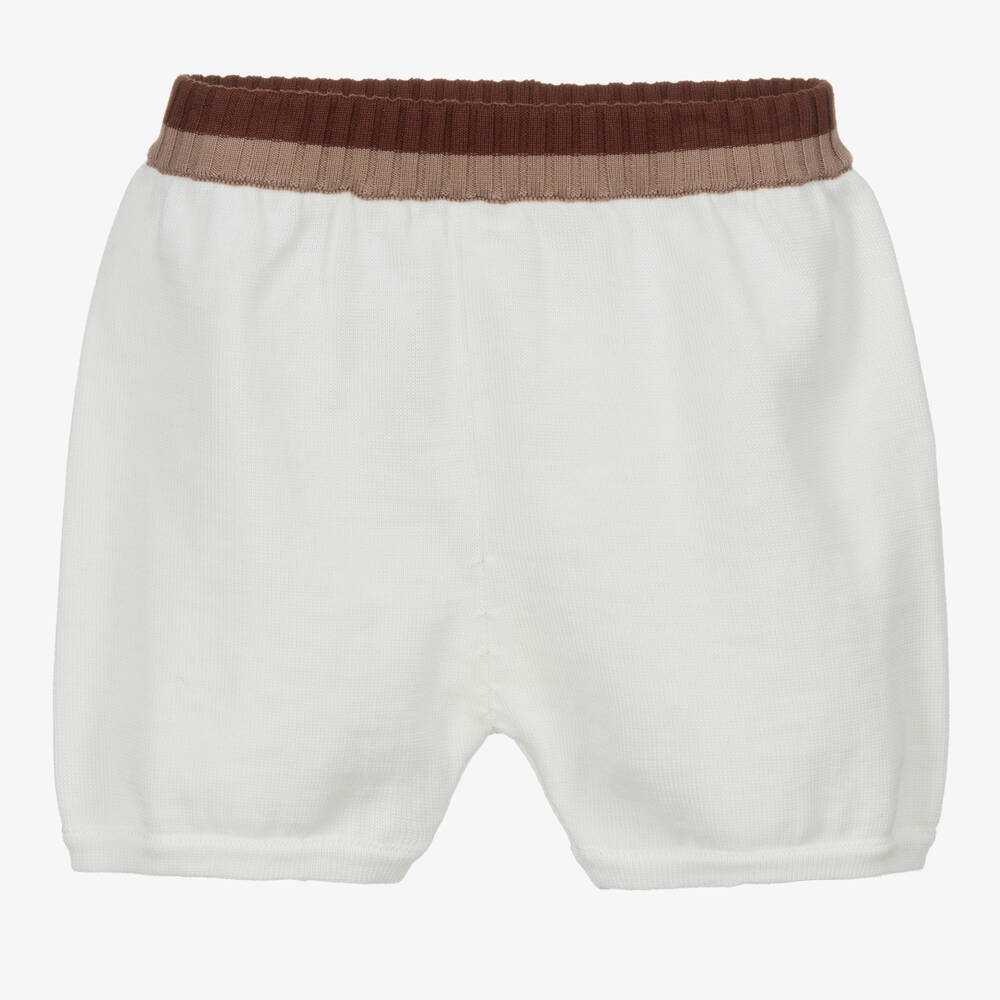 Fendi-Ivory Cotton Knit Baby Shorts | Childrensalon Outlet