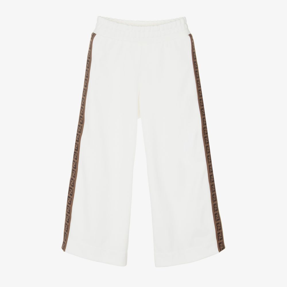 Fendi - Ivory FF Logo Popper Trousers | Childrensalon