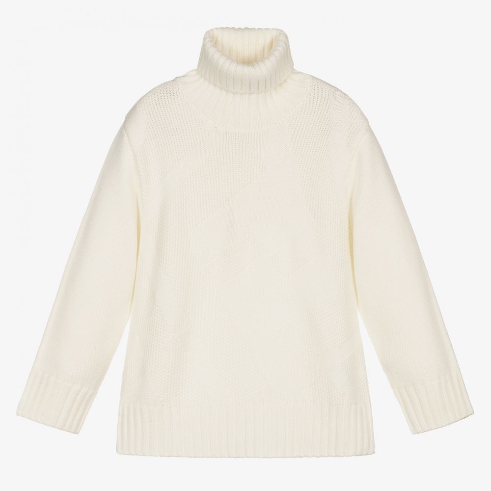 Fendi - Ivory Wool Roll Neck Sweater | Childrensalon