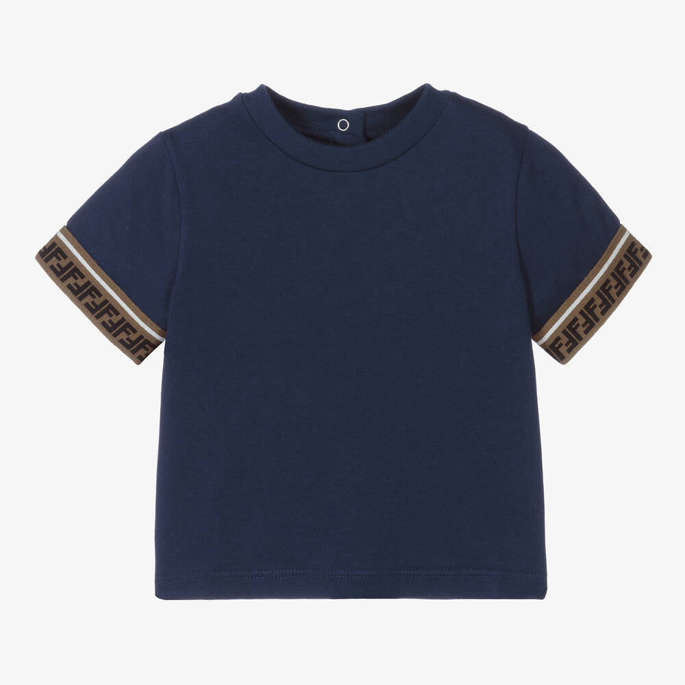 Fendi - T-shirt bleu marine FF bébé | Childrensalon