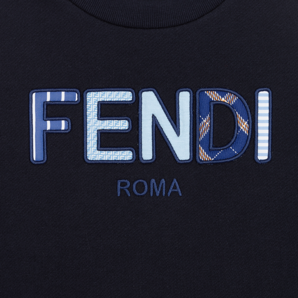 Fendi - Navy Blue Logo Sweatshirt | Childrensalon Outlet