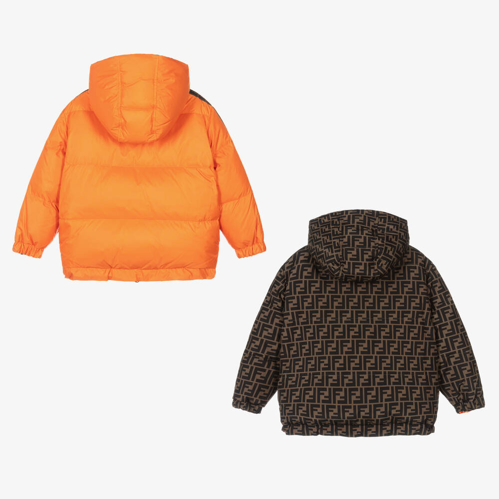 Fendi Orange Beige Reversible FF Coat