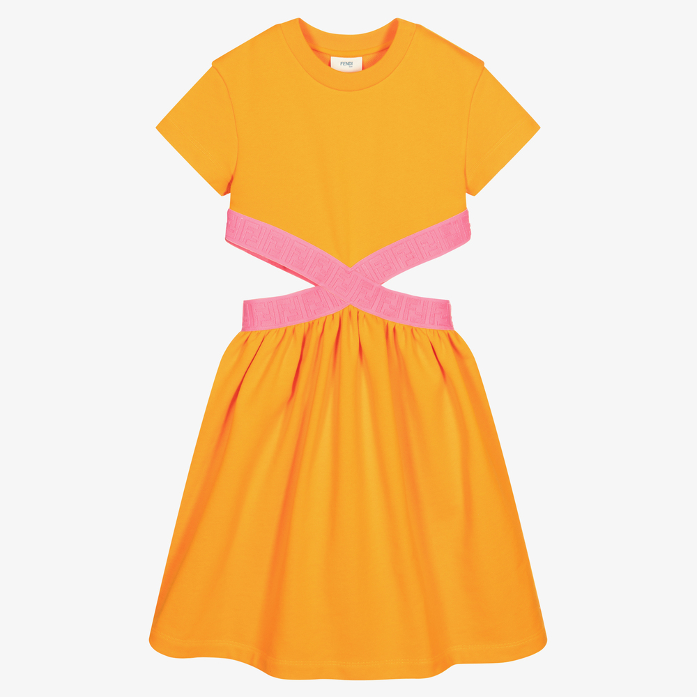 Fendi - Robe orange ajourée FF | Childrensalon