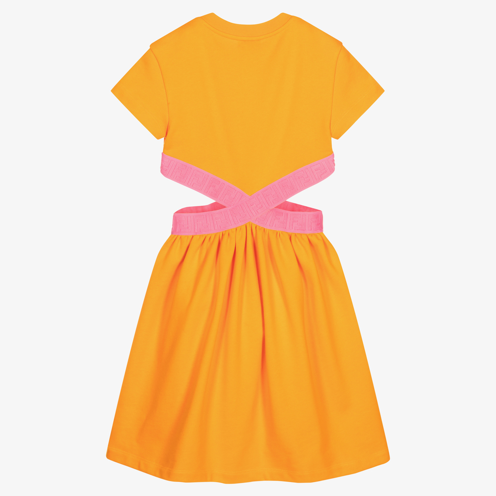 Fendi-Orange FF Cut-Out Sides Dress | Childrensalon Outlet