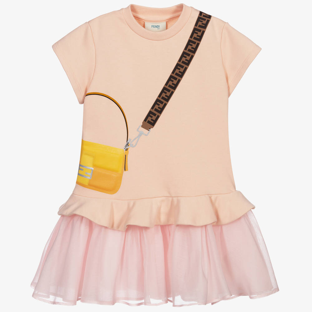 Fendi - Rosa Kleid mit Baguette-Tasche  | Childrensalon