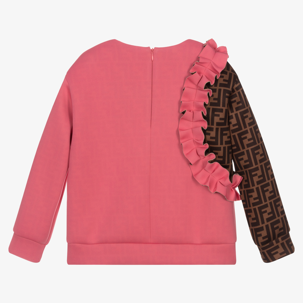 Fendi-Pink & Brown FF Sweatshirt | Childrensalon Outlet