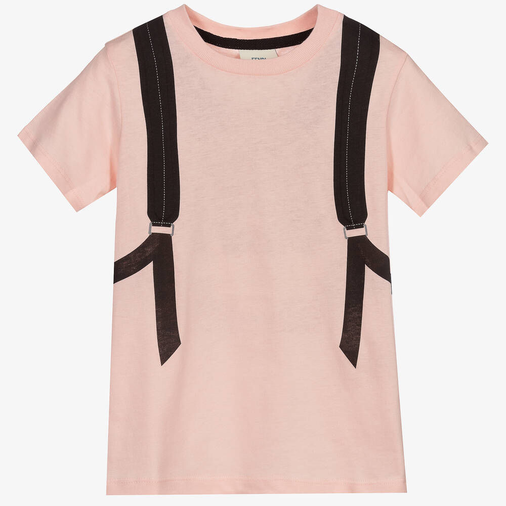 Fendi - Pink Cotton Backpack T-Shirt | Childrensalon