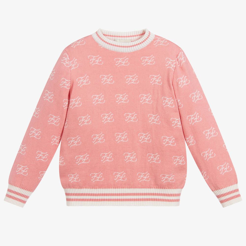Fendi - Pink Cotton & Cashmere Sweater | Childrensalon