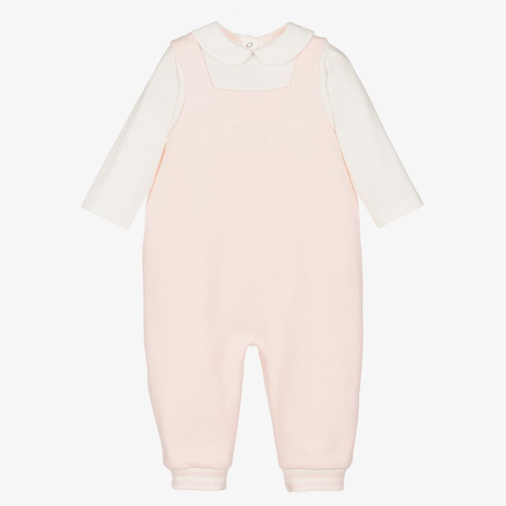 Fendi - Rosa Latzhosen-Set aus Baumwolle | Childrensalon