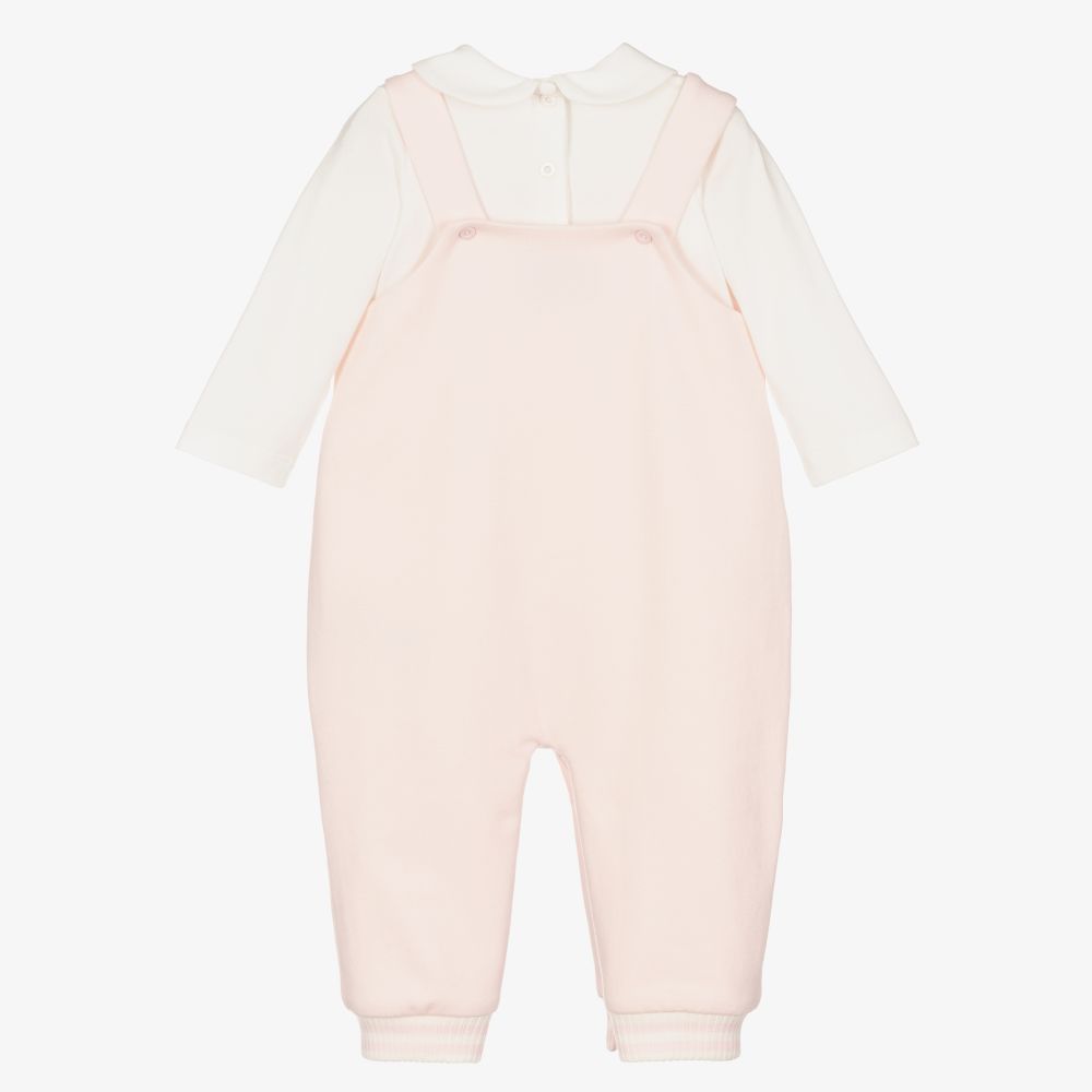Fendi-Pink Cotton Dungaree Set | Childrensalon Outlet