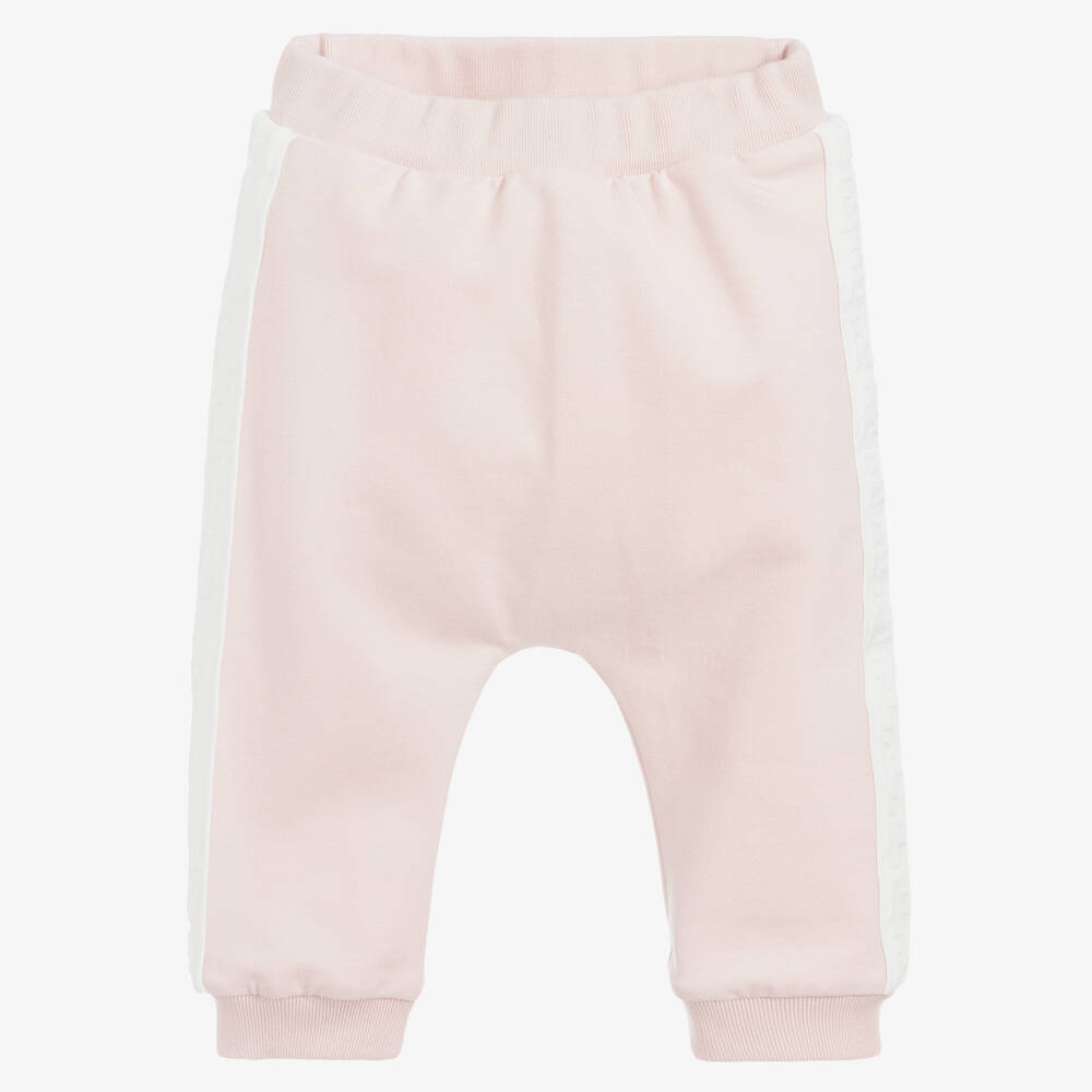 Fendi - Pink Cotton FF Baby Joggers | Childrensalon