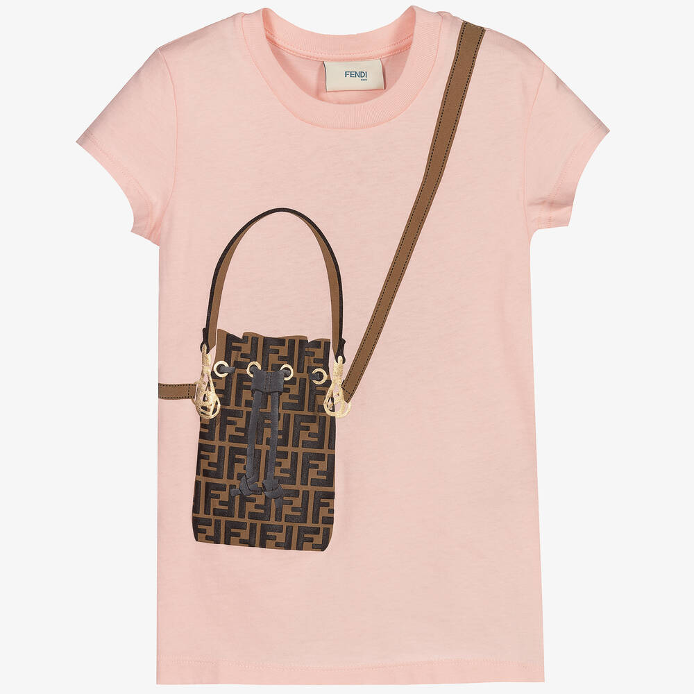 Fendi - Pink Cotton FF Bag T-Shirt | Childrensalon