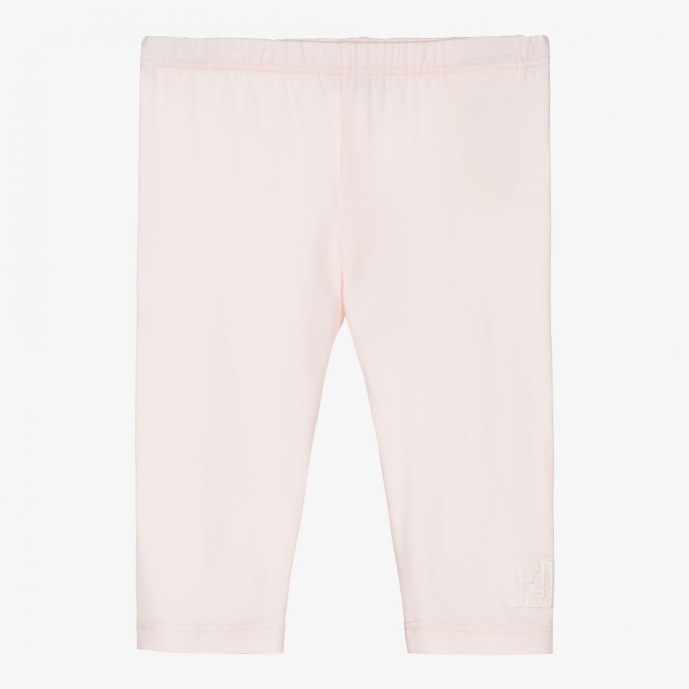 Fendi-Pink Cotton Logo Baby Leggings | Childrensalon Outlet