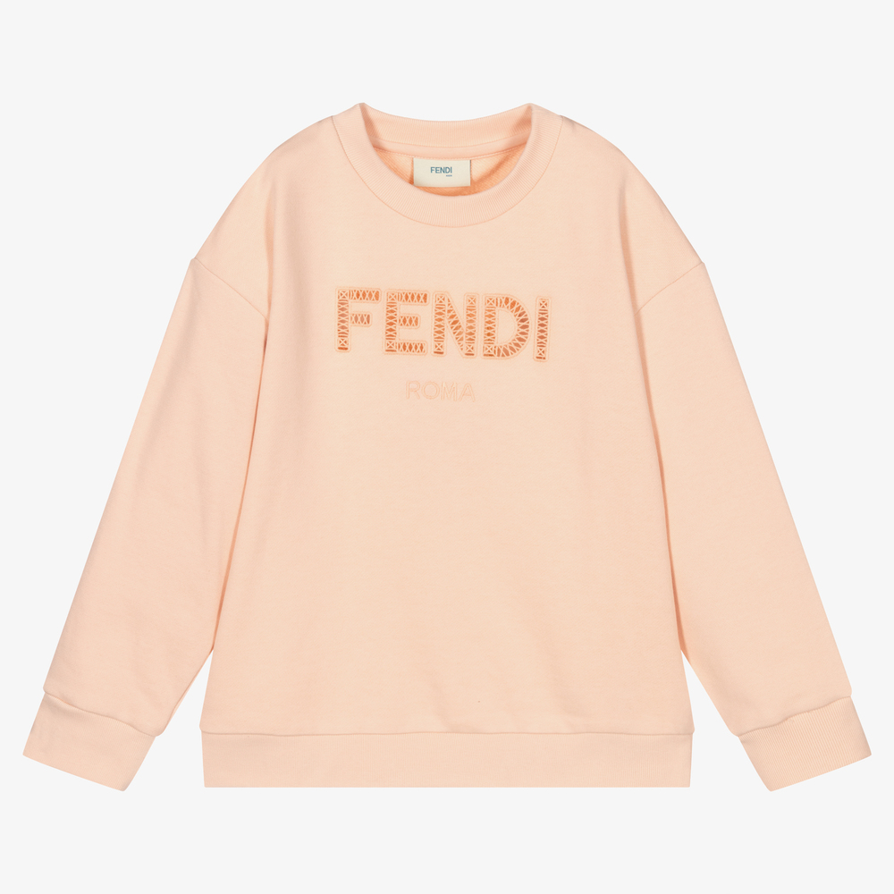Fendi - Pink Cotton Logo Sweatshirt | Childrensalon