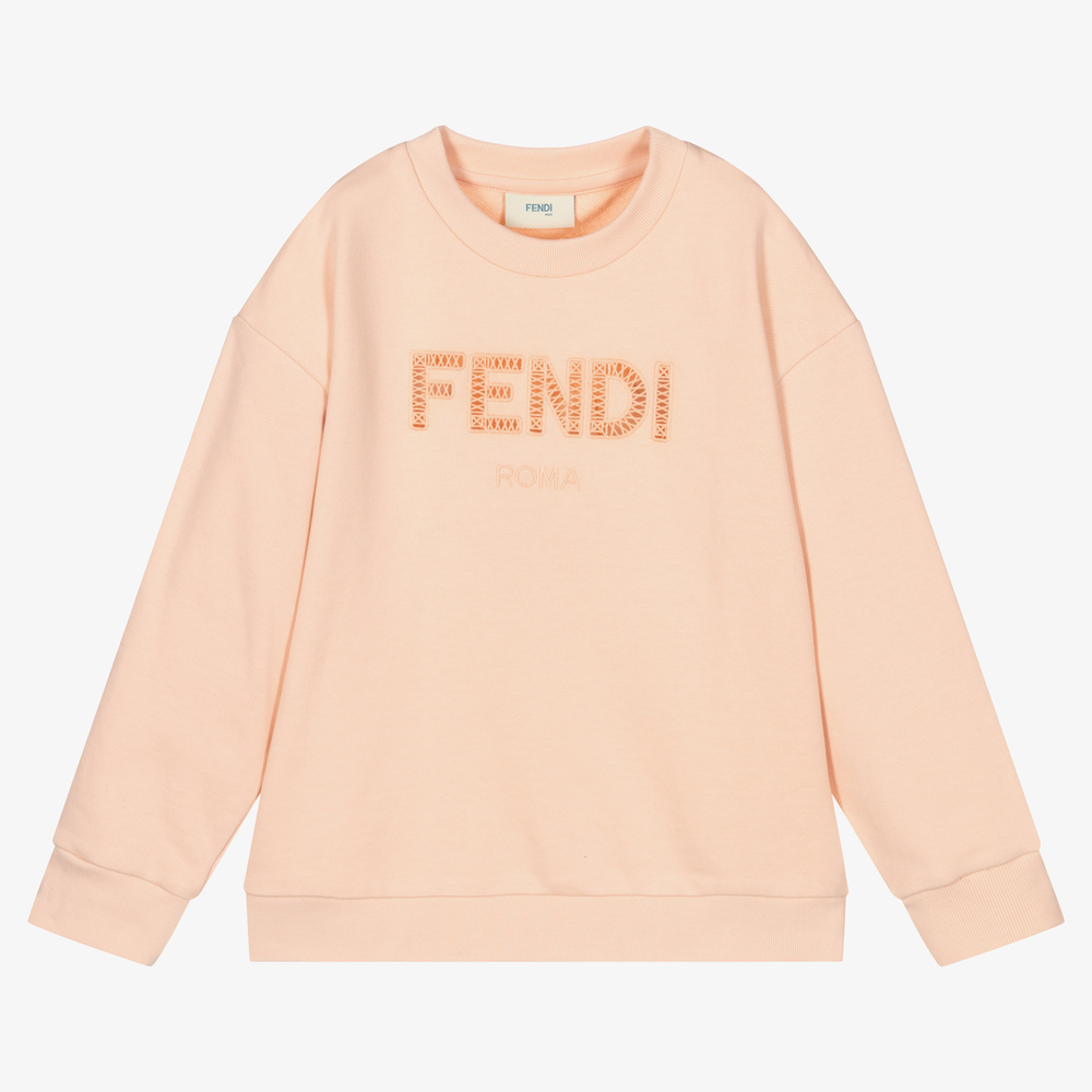 Fendi Pink Cotton Logo Sweatshirt Childrensalon Outlet