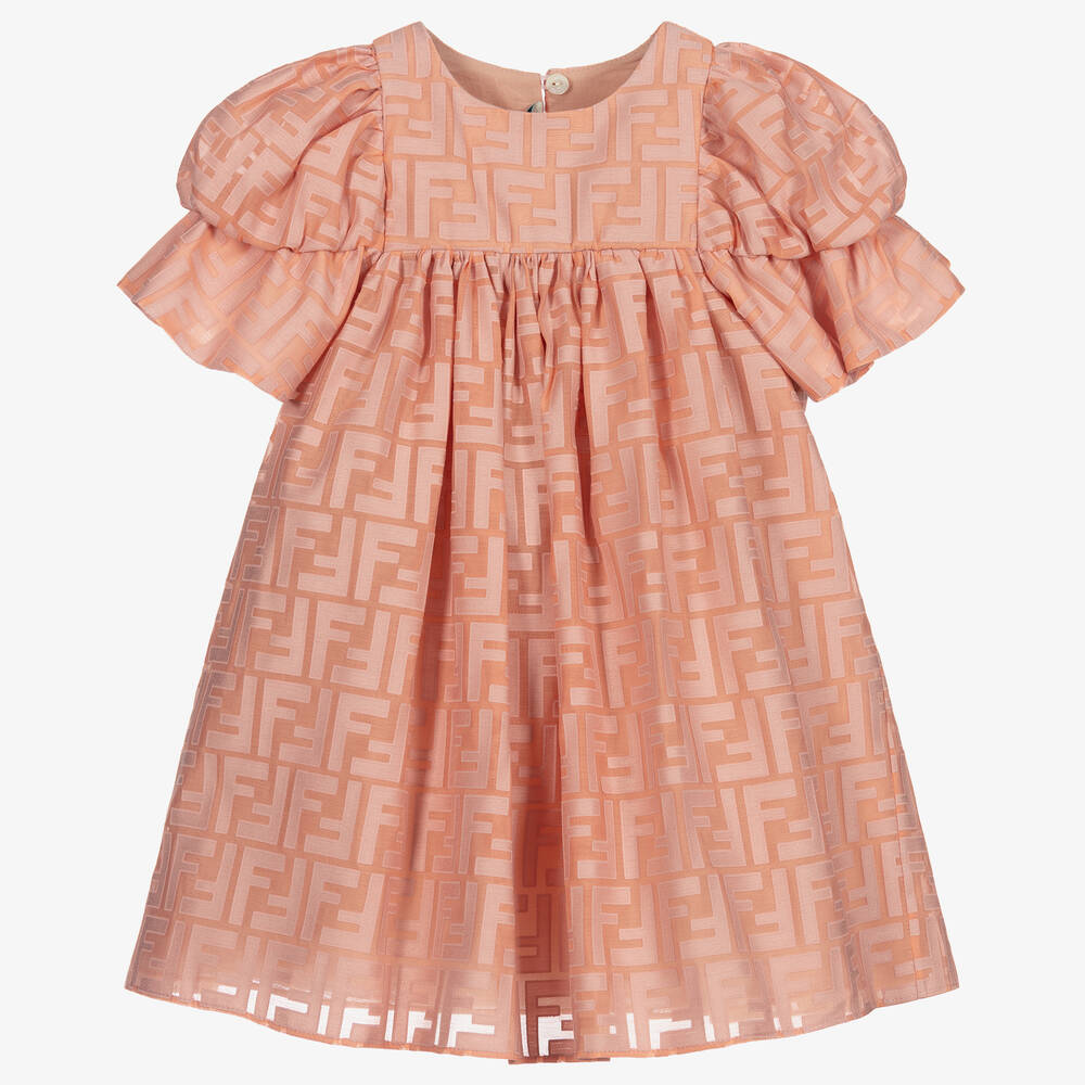 Fendi - Розовое платье с принтом FF для малышей | Childrensalon
