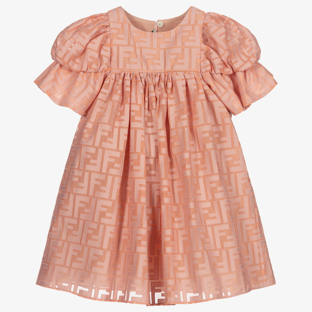 Fendi Pink FF Logo Baby Dress Childrensalon Outlet