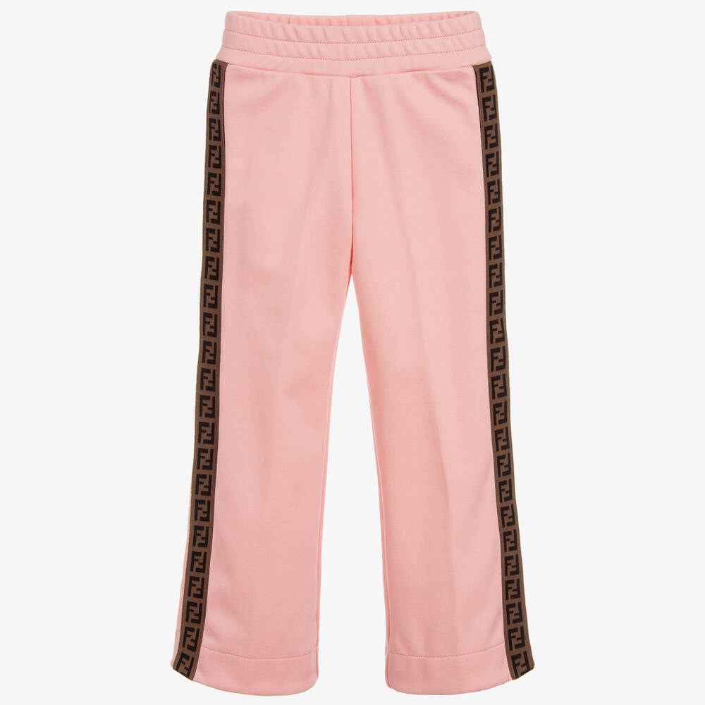 Fendi-Pink 'FF' Logo Popper Trousers | Childrensalon Outlet