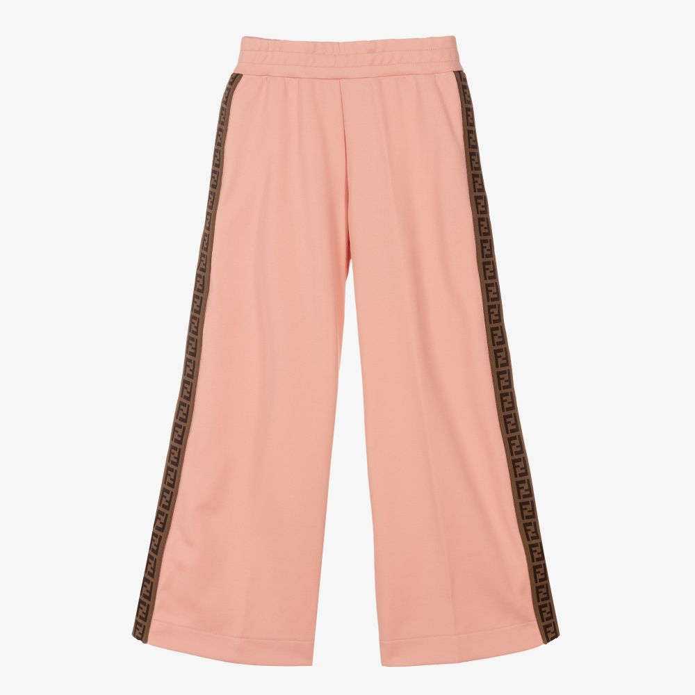 Fendi Pink FF Logo Popper Trousers Childrensalon Outlet
