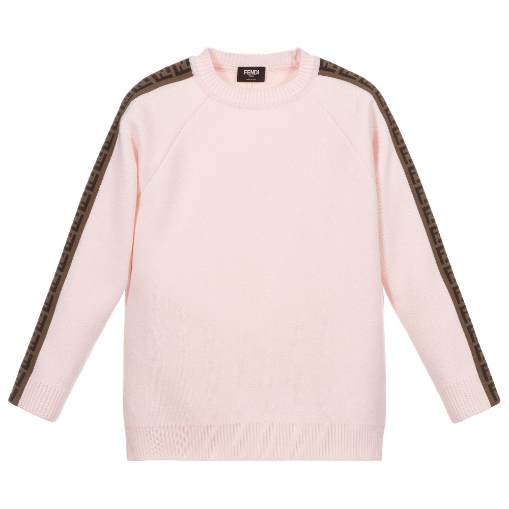 Fendi - Pink FF Logo Wool Sweater | Childrensalon