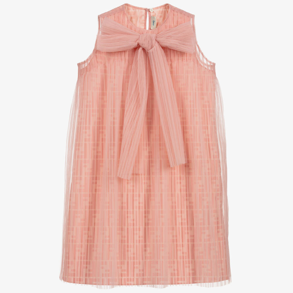 Fendi-Pink Pleated Tulle Dress | Childrensalon Outlet
