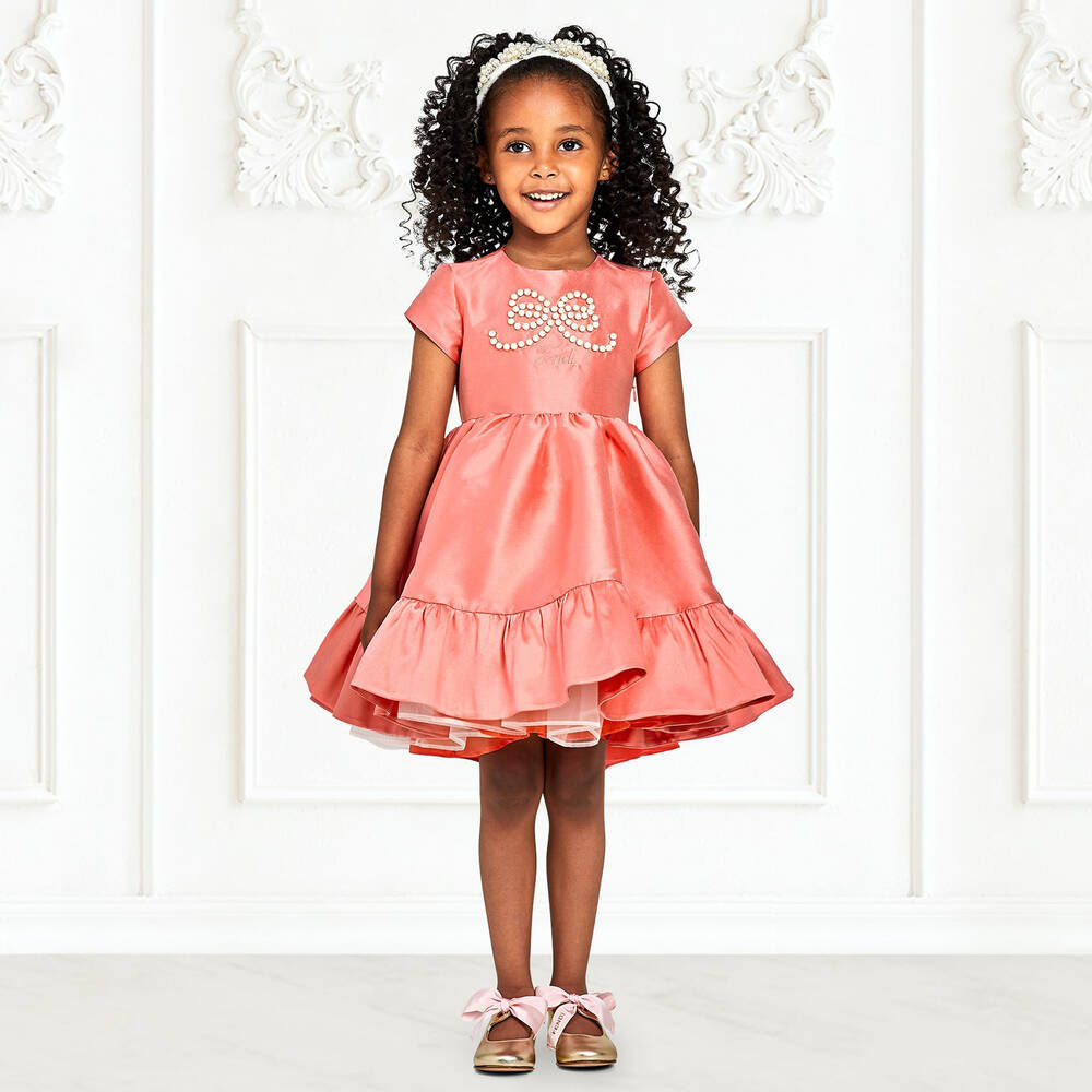 Fendi Pink Silk Blend Dress Childrensalon Outlet