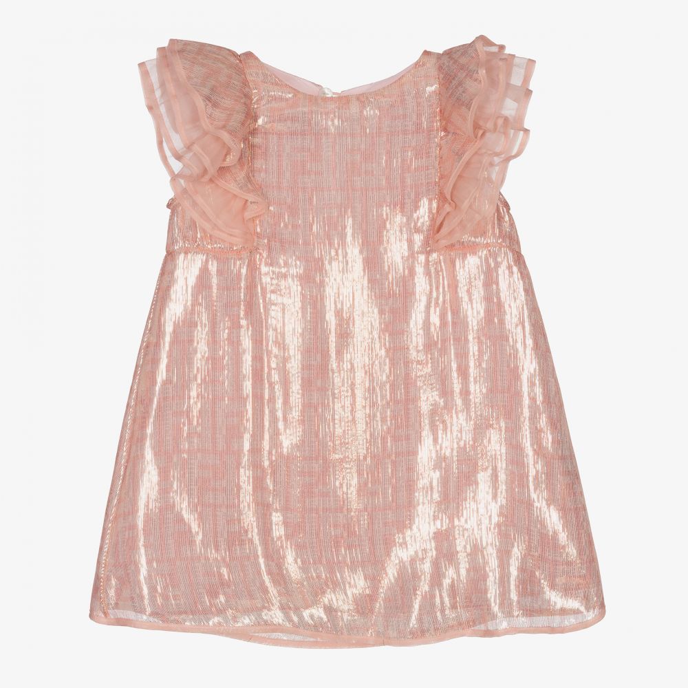 Fendi - Pink Silk Lurex Baby Dress | Childrensalon