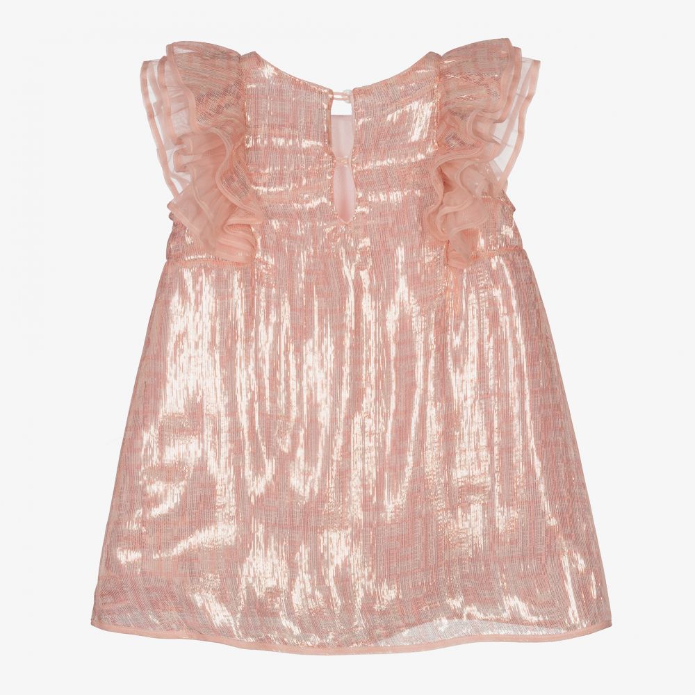 Fendi Pink Silk Lurex Baby Dress Childrensalon Outlet