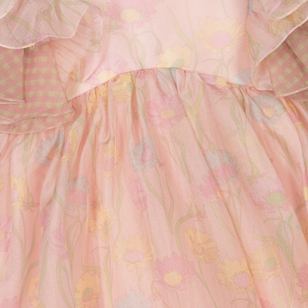 Fendi-Pink Silk Organza Baby Dress | Childrensalon Outlet