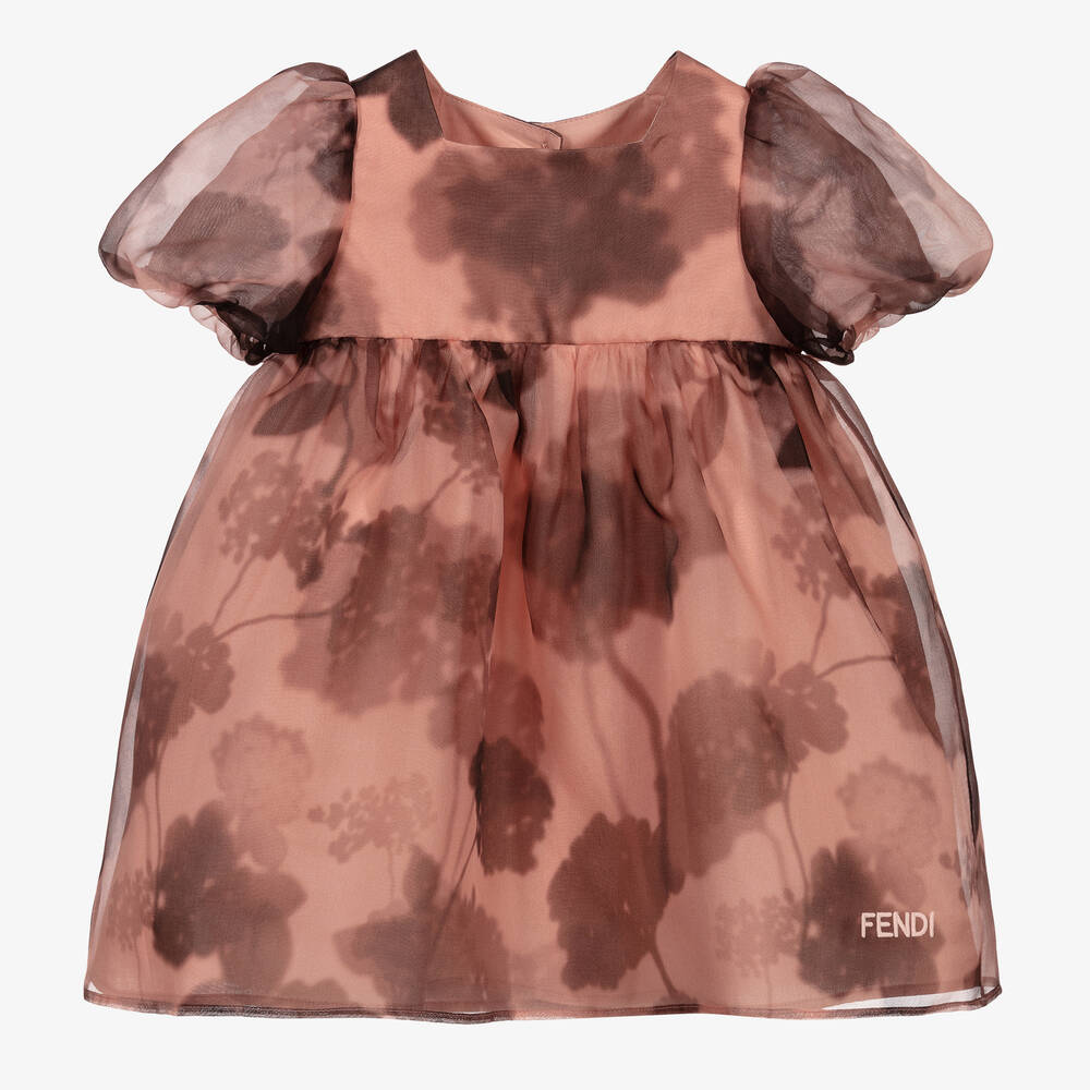Fendi - Розовое платье и трусики из шелковой органзы  | Childrensalon