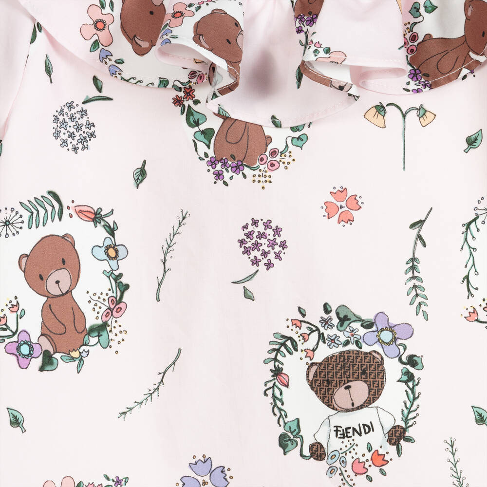 Fendi Pink Teddy Top Printed Babygrow Childrensalon Outlet