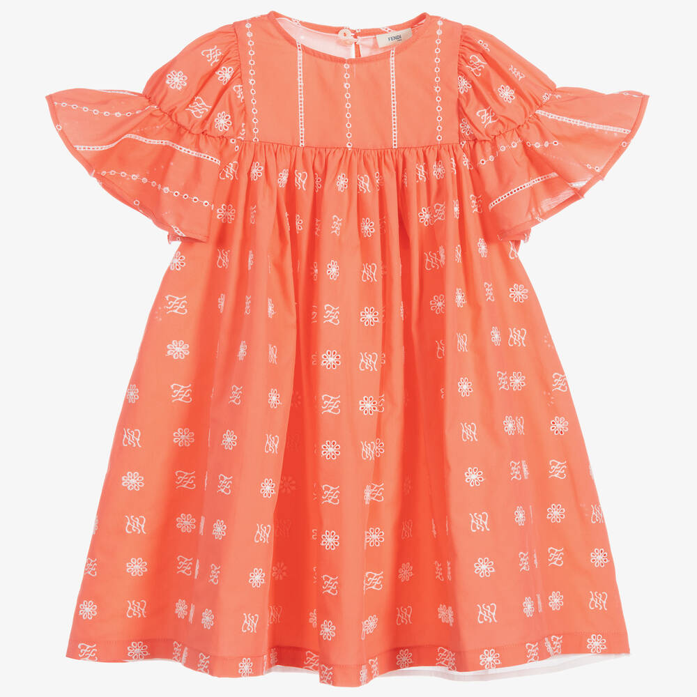 Fendi - Pink & White Cotton Dress | Childrensalon