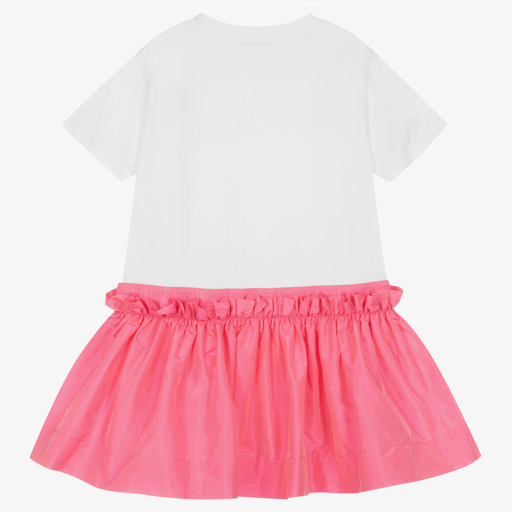 Fendi - Pink & White Cotton FF Logo Dress | Childrensalon Outlet