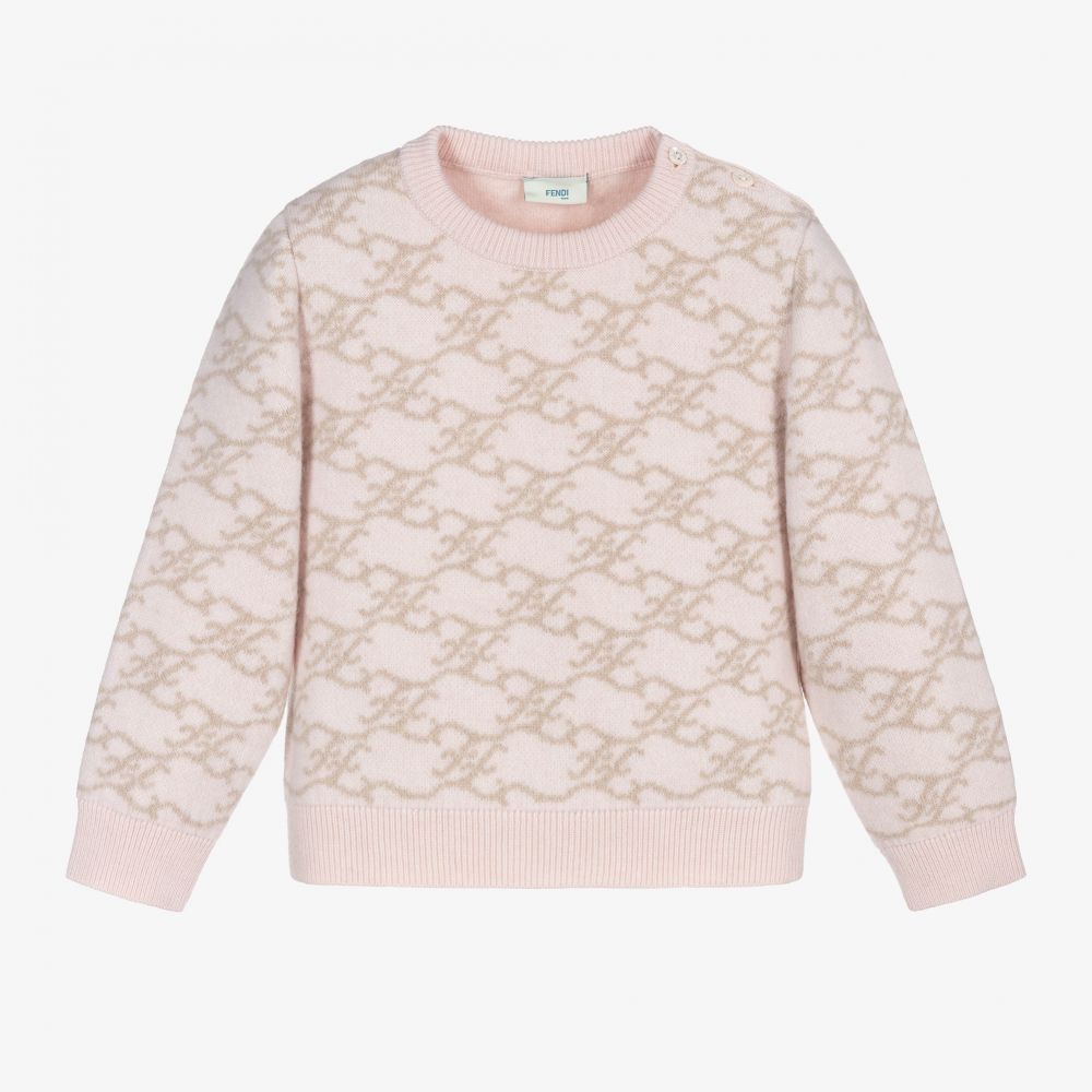 Fendi - Pull rose en laine Bébé | Childrensalon