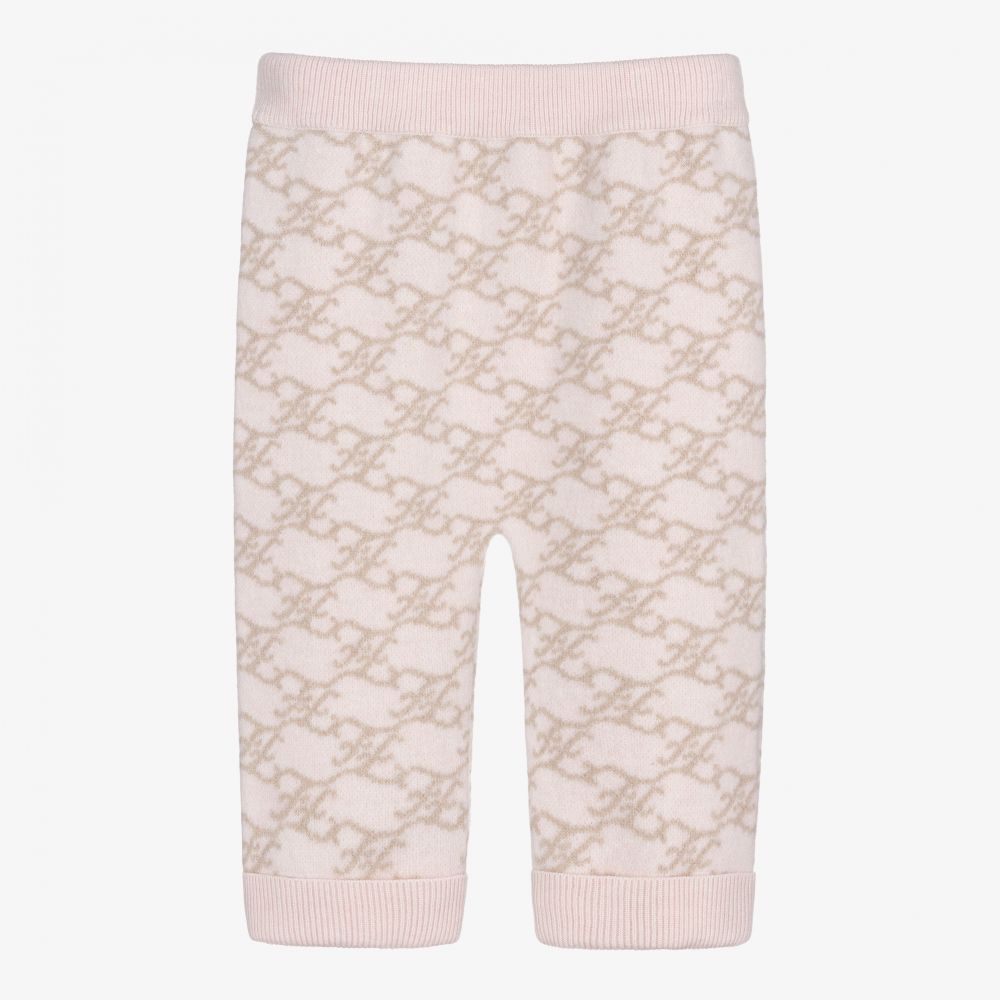 Fendi Pink Wool Logo Baby Trousers Childrensalon Outlet