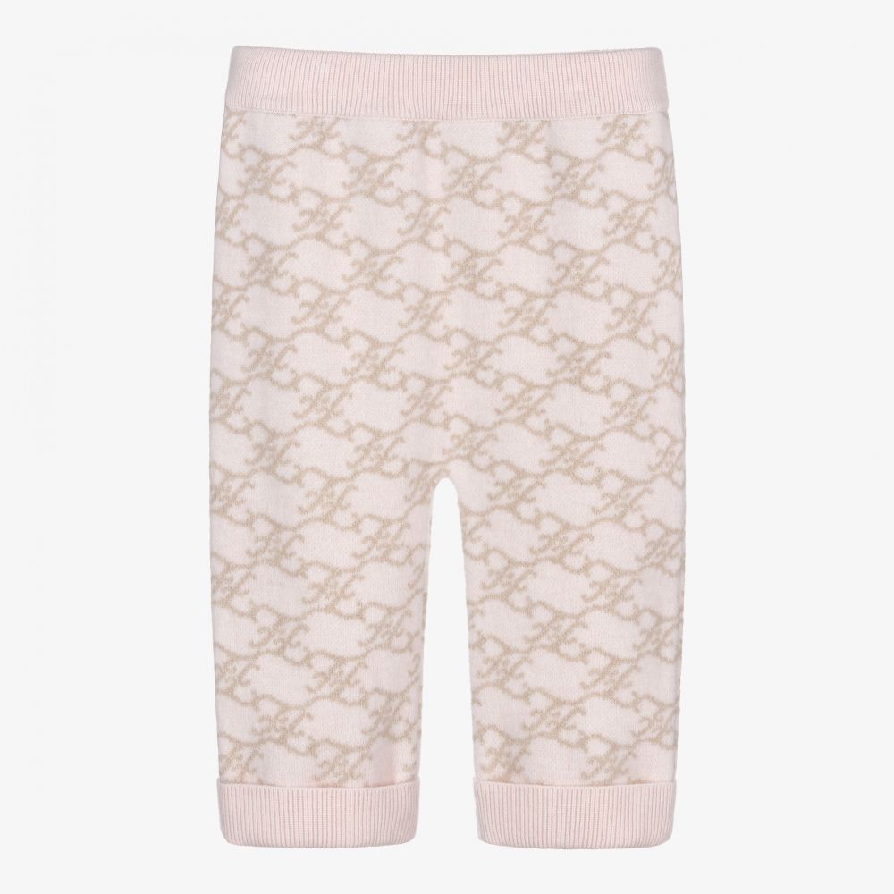 Fendi - Pink Wool Logo Baby Trousers | Childrensalon