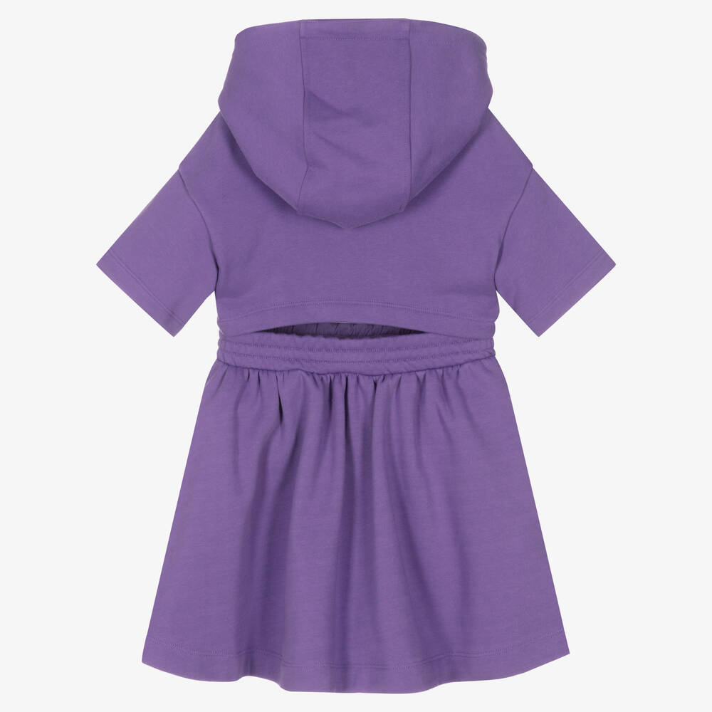 Fendi Purple Cotton Hooded Dress