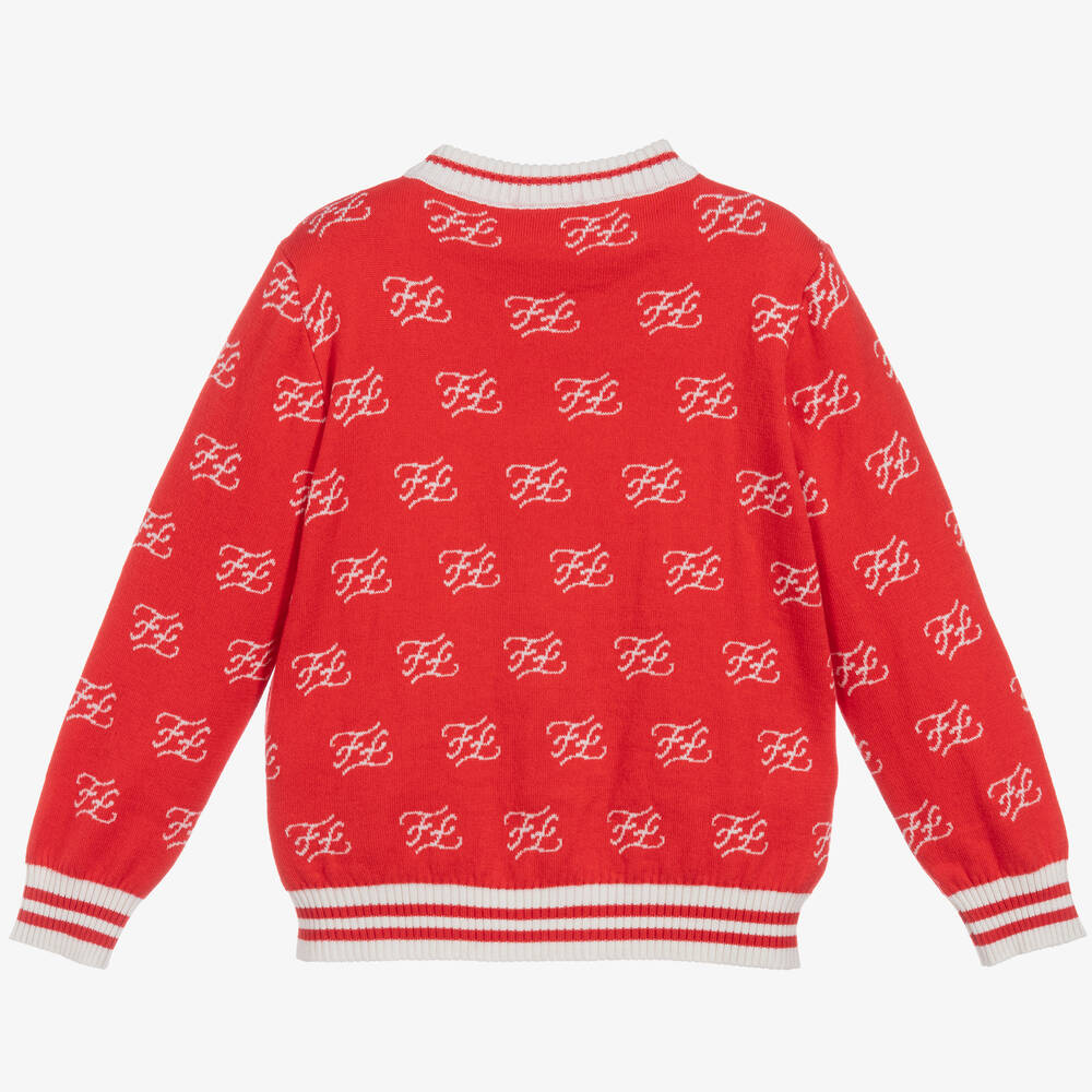 Fendi Red Cotton Cashmere Sweater Childrensalon Outlet
